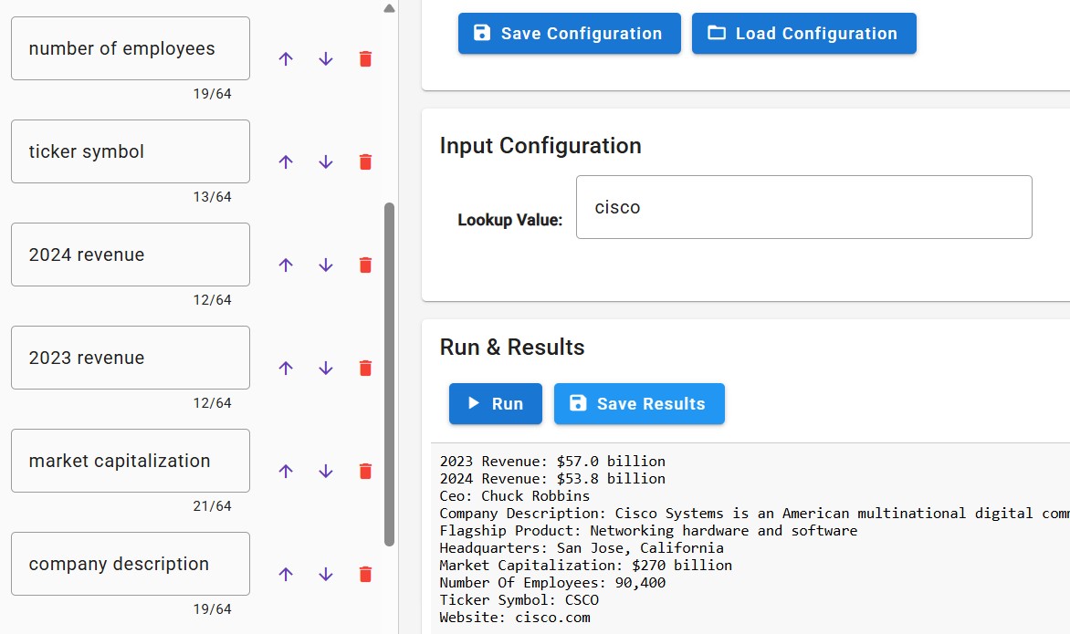 Interactive Data Client interface showing AI-powered data retrieval in action